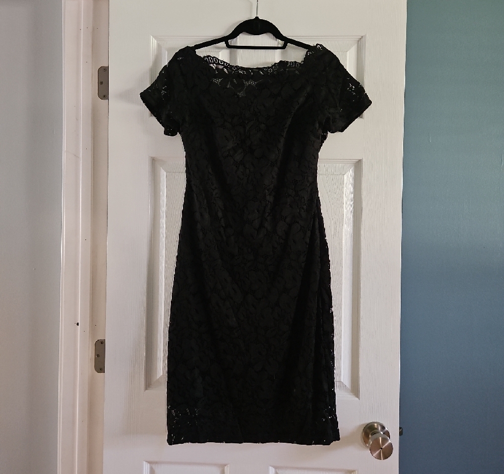 Miusol Black Sheath Midi Dress Crew Neck Short Sleeve Size XL
